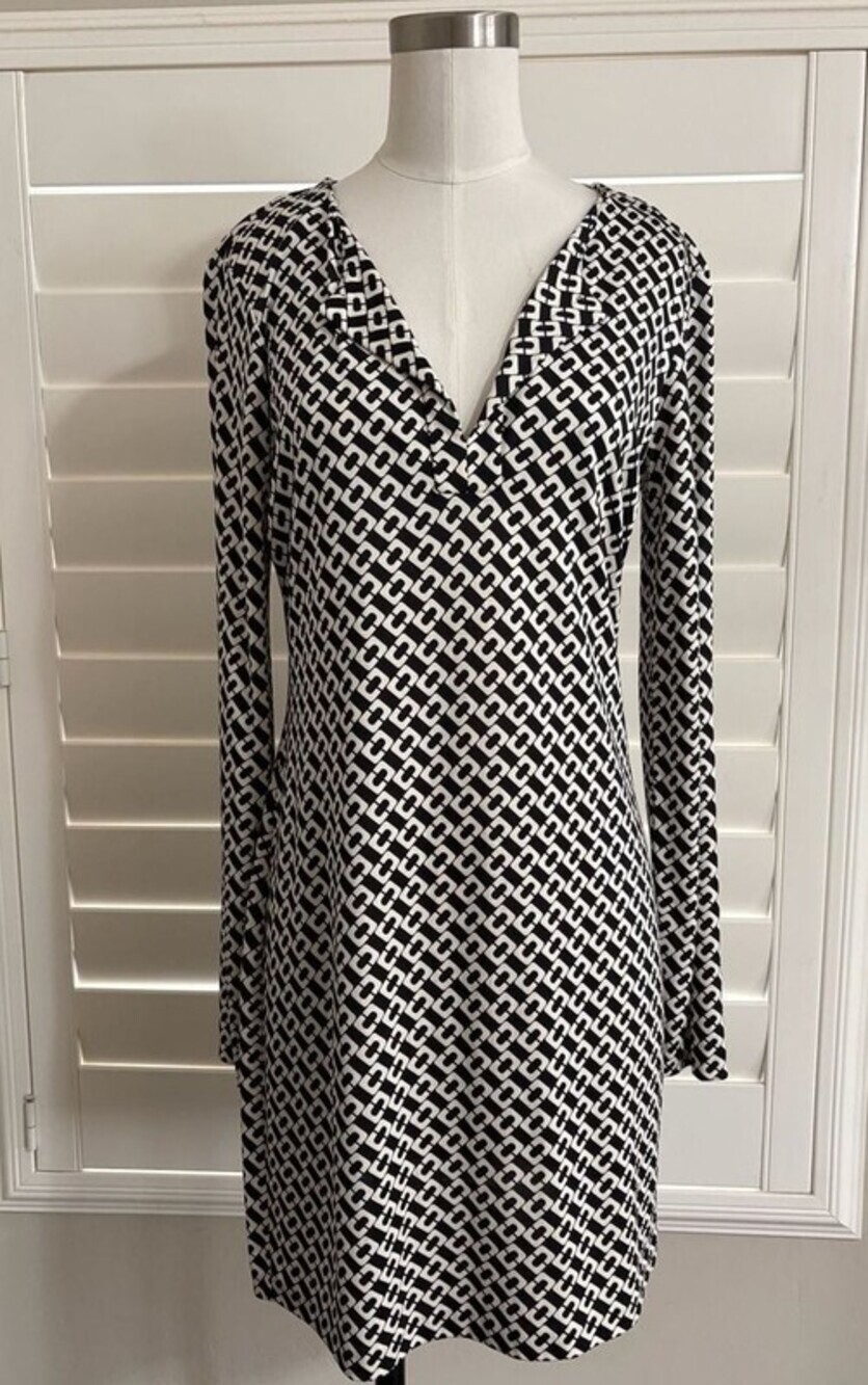 Diane von Furstenberg Reina Jersey Silk Long Sleeve Dress Size 6